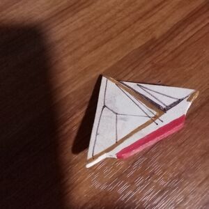 R B N wooden boat brooch a little paint is off